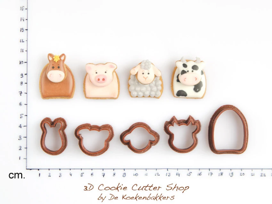 3D Mini Farm Animals Cookie Cutter Set (extra small!) – 3D Cookie Cutter  Shop